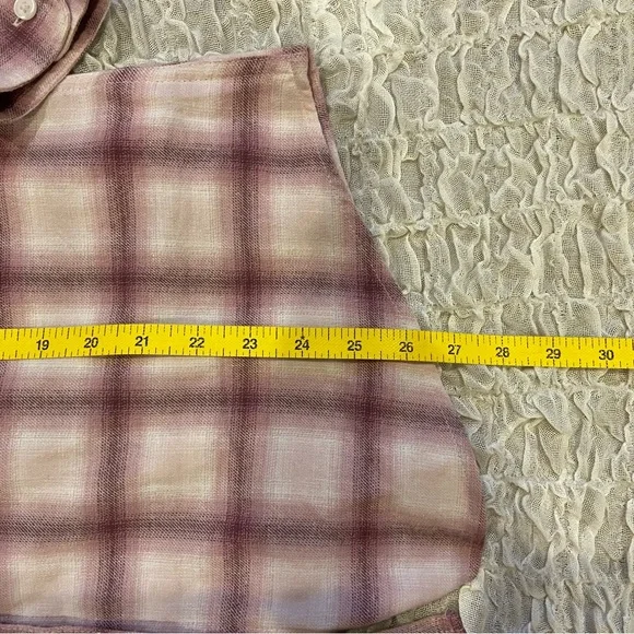 Aeropostale Plaid Flannel Button Up Down Collared Shirt Oversized Soft Pink XS - Picture 6 of 7